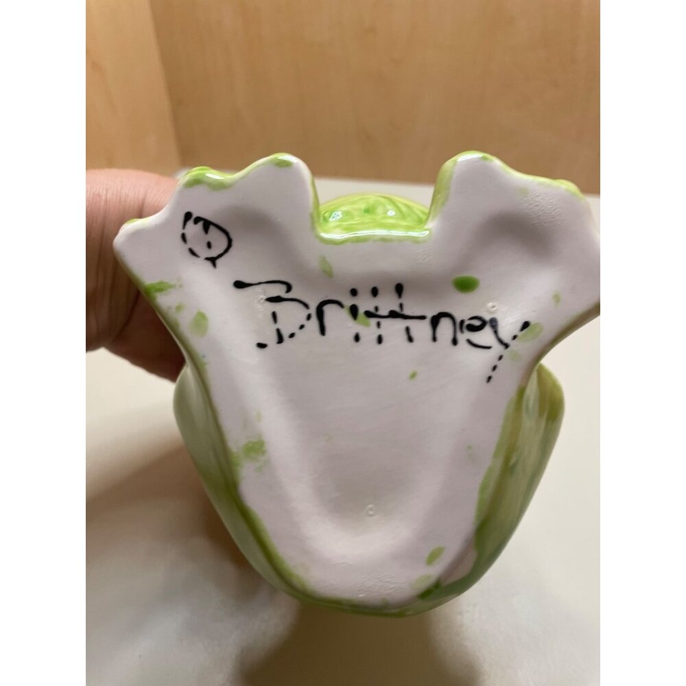 VTG Ceramic Frog Scrubbie Holder Sponge Caddy Soap Dish Figural Frog - Picture 6 of 10